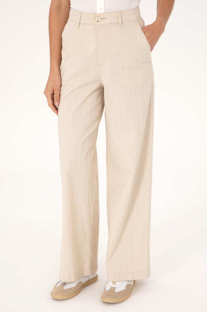 Kadın Taş Çizgili Loose Fit Kanvas Pantolon