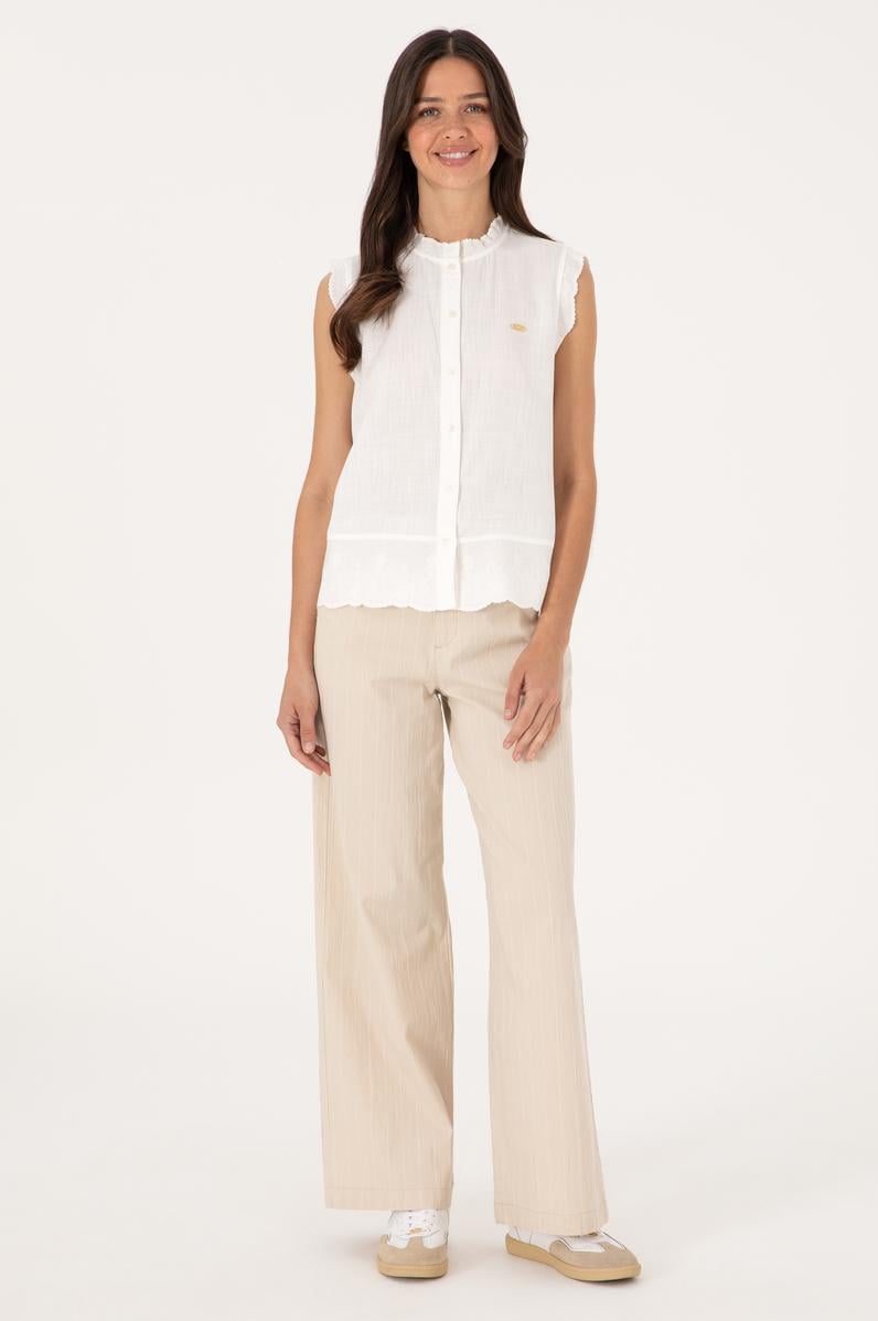 Kadın Taş Çizgili Loose Fit Kanvas Pantolon