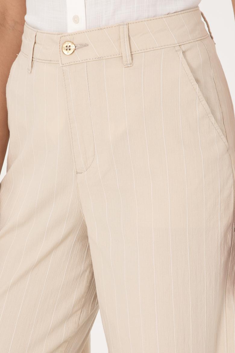 Kadın Taş Çizgili Loose Fit Kanvas Pantolon - 50300265032