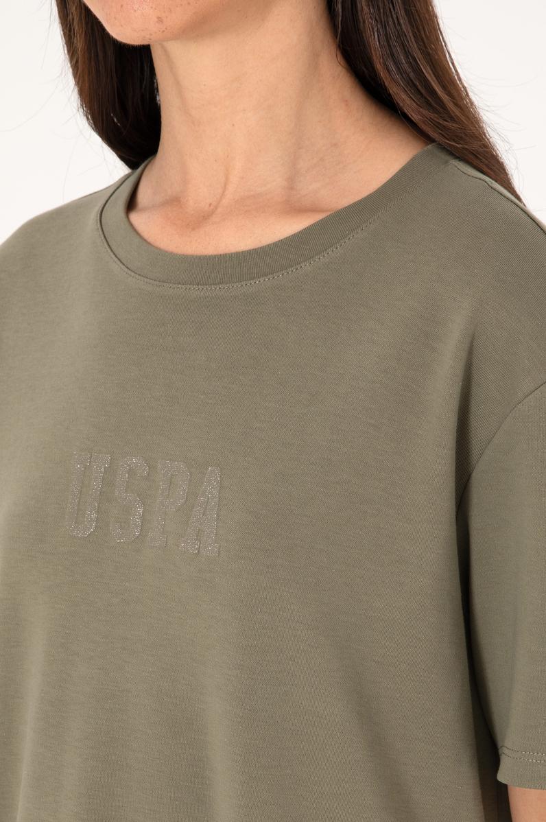 Kadın Koyu Haki Bisiklet Yaka Mini Boy Örme Elbise