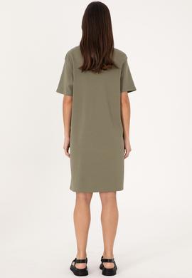 Kadın Koyu Haki Bisiklet Yaka Mini Boy Örme Elbise - 50306431030