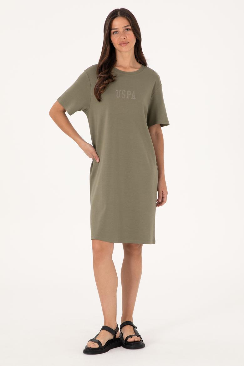 Kadın Koyu Haki Bisiklet Yaka Mini Boy Örme Elbise - 50306431030