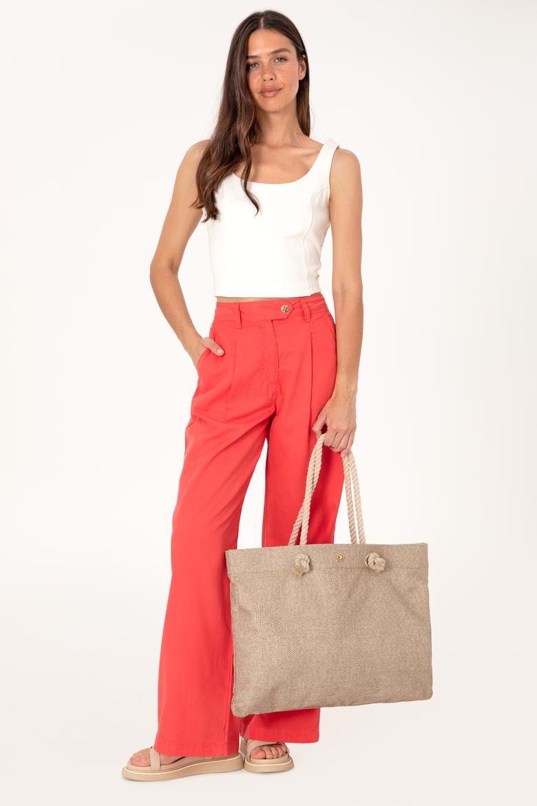 Kadın Bej Hasır Kol Çantası