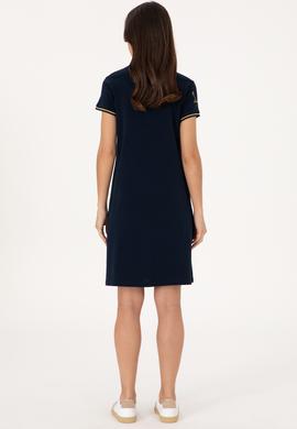 Kadın Lacivert Polo Yaka Mini Boy Örme Elbise - 50300656016