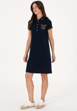 Kadın Lacivert Polo Yaka Mini Boy Örme Elbise - 50300656016