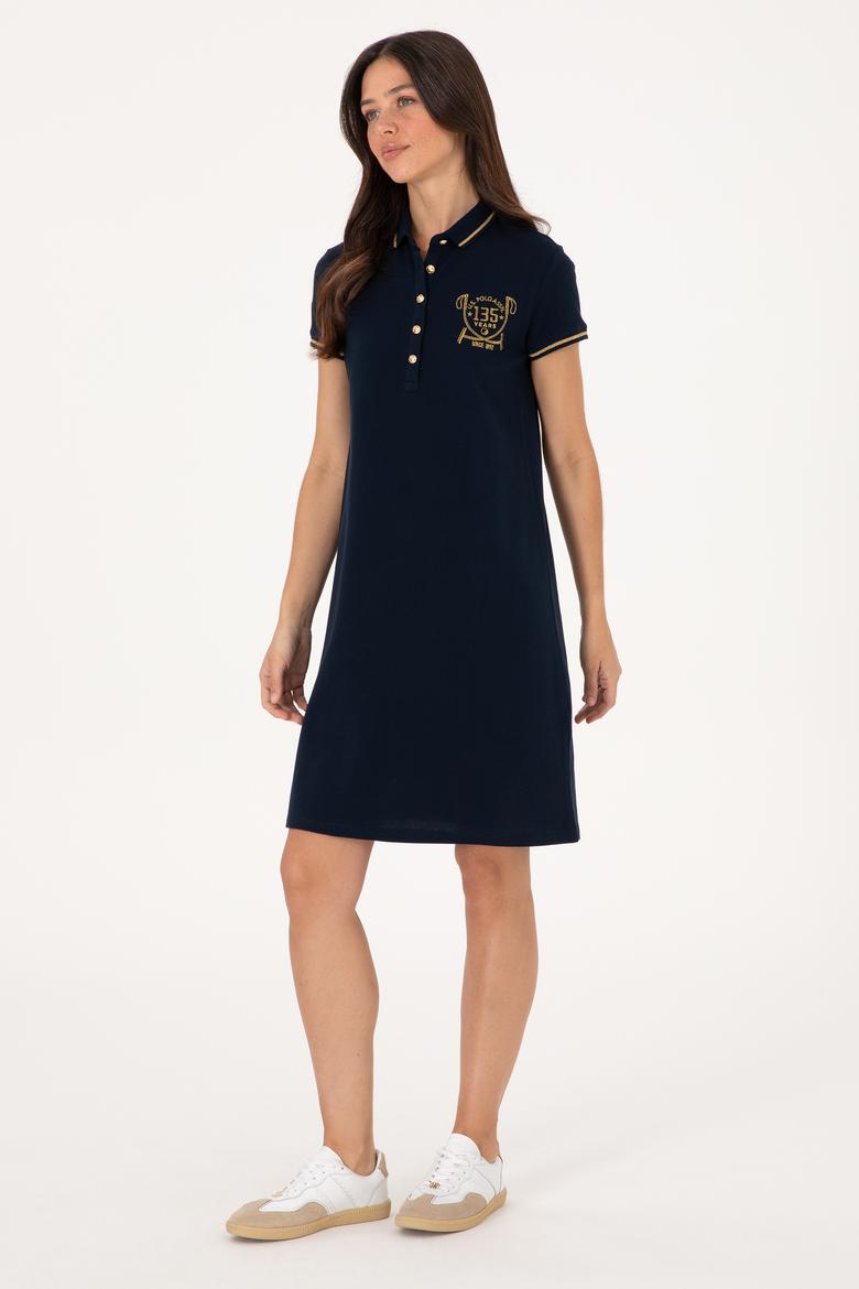 Kadın Lacivert Polo Yaka Mini Boy Örme Elbise - 50300656016