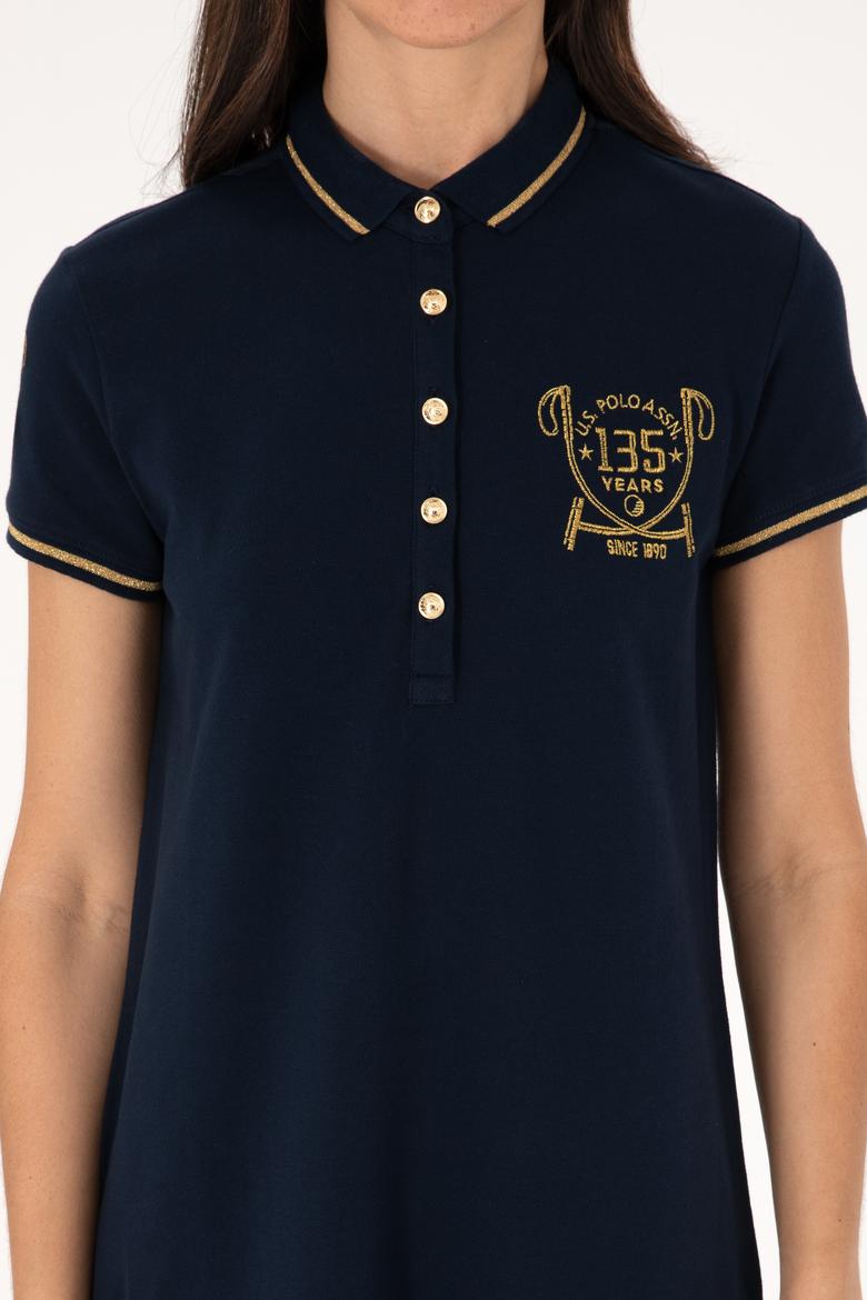 Kadın Lacivert Polo Yaka Mini Boy Örme Elbise - 50300656016