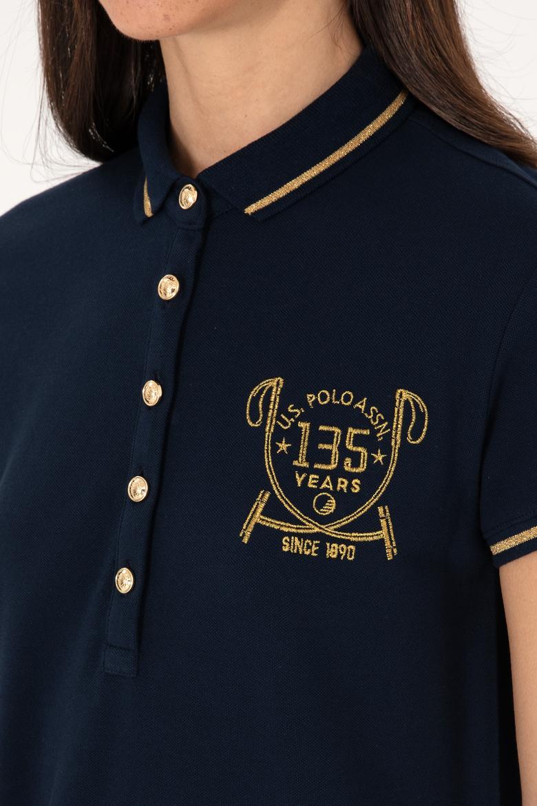 Kadın Lacivert Polo Yaka Mini Boy Örme Elbise - 50300656016