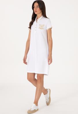 Kadın Beyaz Polo Yaka Mini Boy Örme Elbise - 50300656006