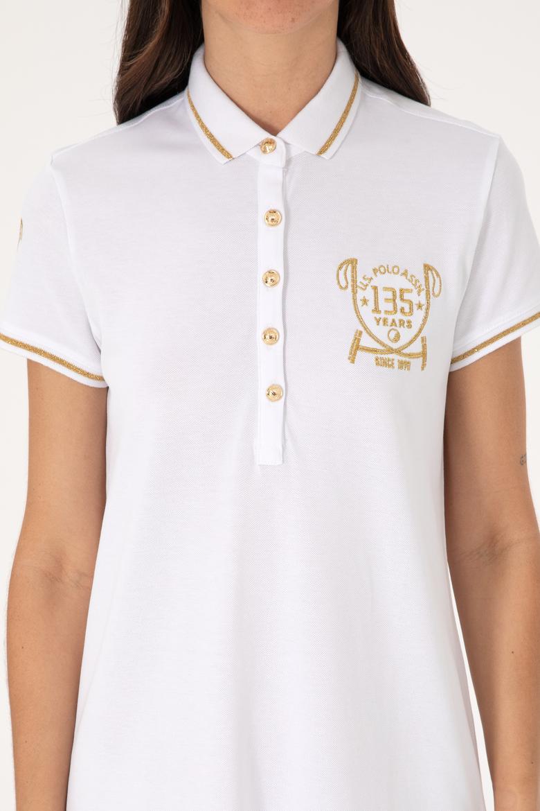 Kadın Beyaz Polo Yaka Mini Boy Örme Elbise - 50300656006