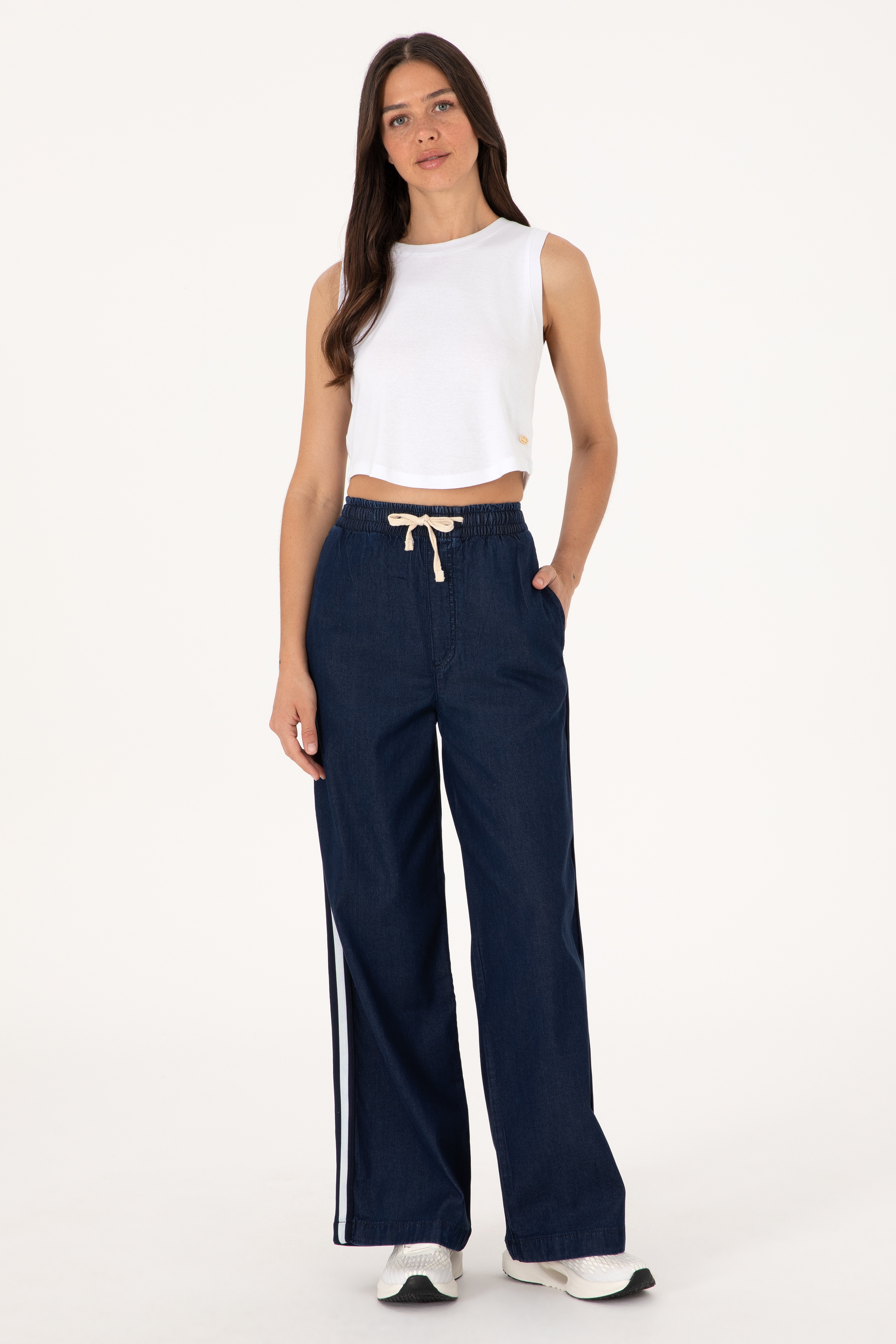 Kadın Eflatun Loose Relax Fit Jean Pantolon - Image 1