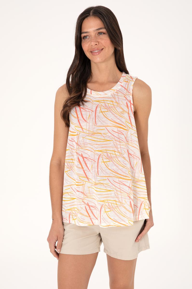 Kadın Turuncu Desenli Kolsuz Bisiklet Yaka Tişört