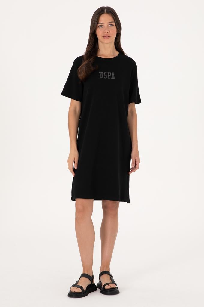 Kadın Siyah Bisiklet Yaka Mini Boy Örme Elbise