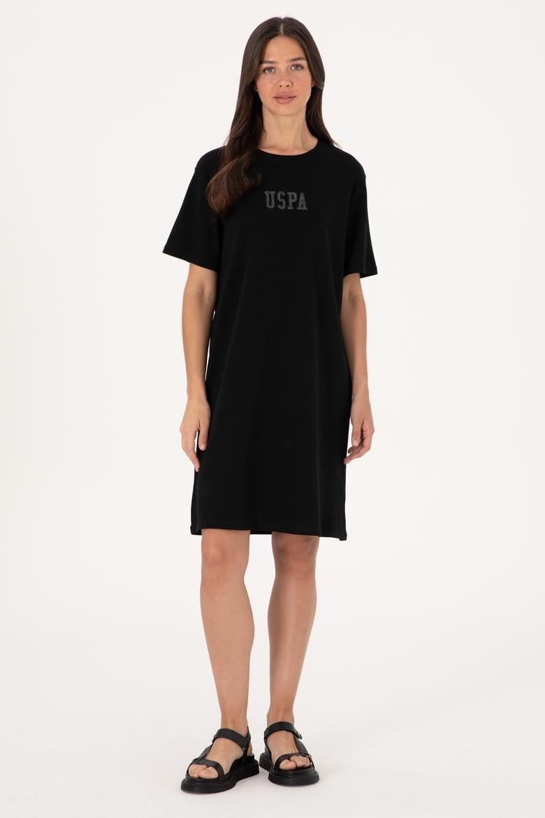 Kadın Siyah Bisiklet Yaka Mini Boy Örme Elbise