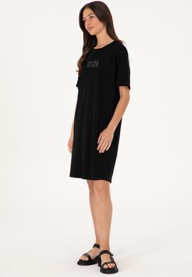 Kadın Siyah Bisiklet Yaka Mini Boy Örme Elbise - 50306431015