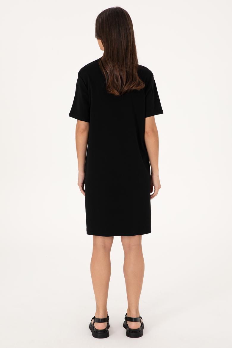 Kadın Siyah Bisiklet Yaka Mini Boy Örme Elbise - 50306431015