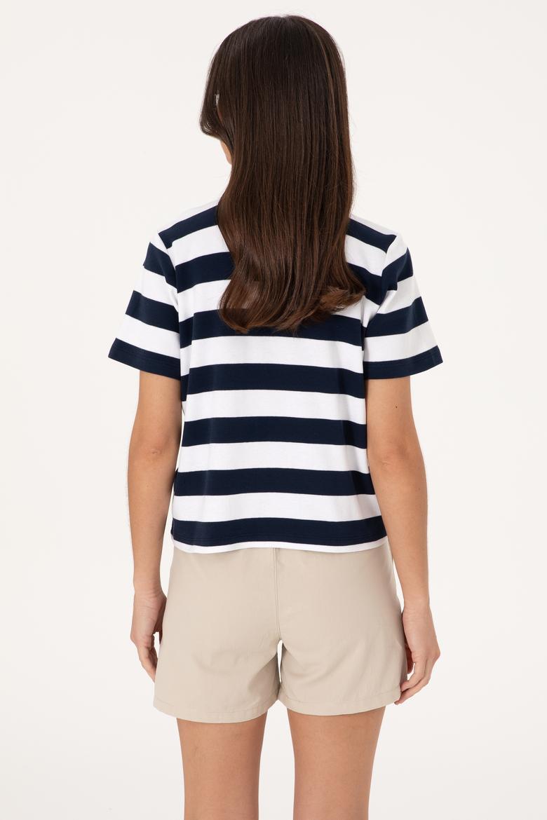 Kadın Lacivert Cepli Polo Yaka Tişört - 50306713026