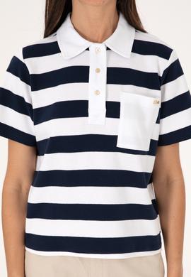 Kadın Lacivert Cepli Polo Yaka Tişört - 50306713026