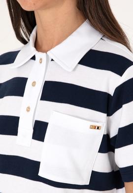 Kadın Lacivert Cepli Polo Yaka Tişört - 50306713026