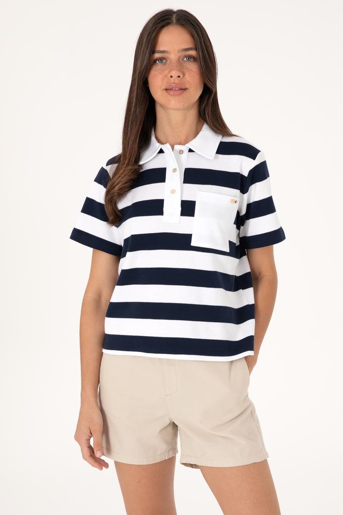 Kadın Lacivert Cepli Polo Yaka Tişört