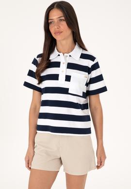 Kadın Lacivert Cepli Polo Yaka Tişört - 50306713026