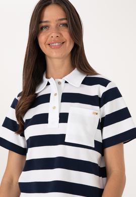 Kadın Lacivert Cepli Polo Yaka Tişört - 50306713026