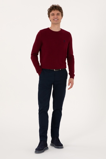 Erkek Slim Fit Lacivert Kanvas Pantolon