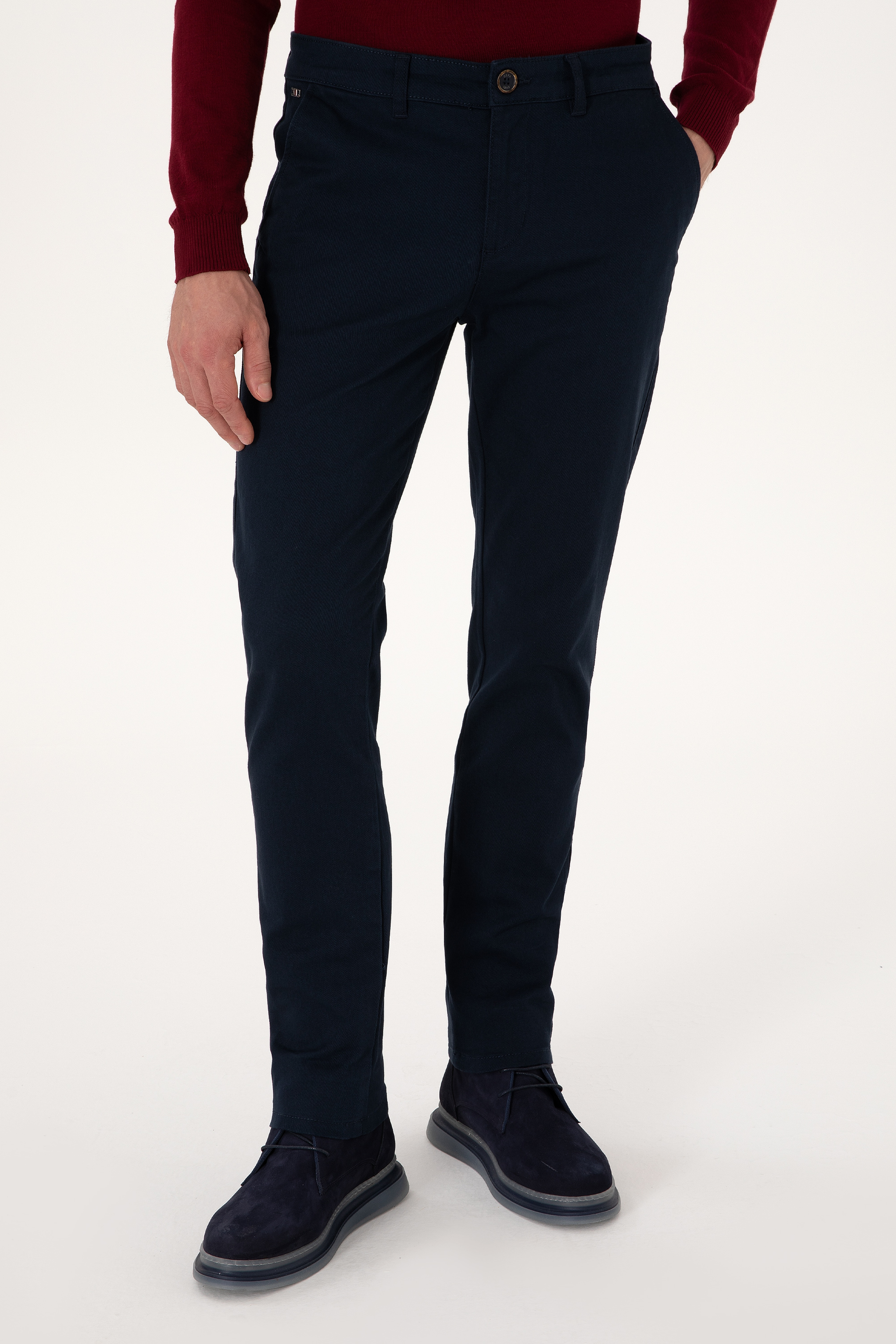 Erkek Slim Fit Lacivert Kanvas Pantolon