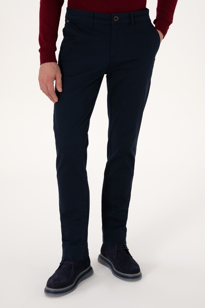 Erkek Slim Fit Lacivert Kanvas Pantolon