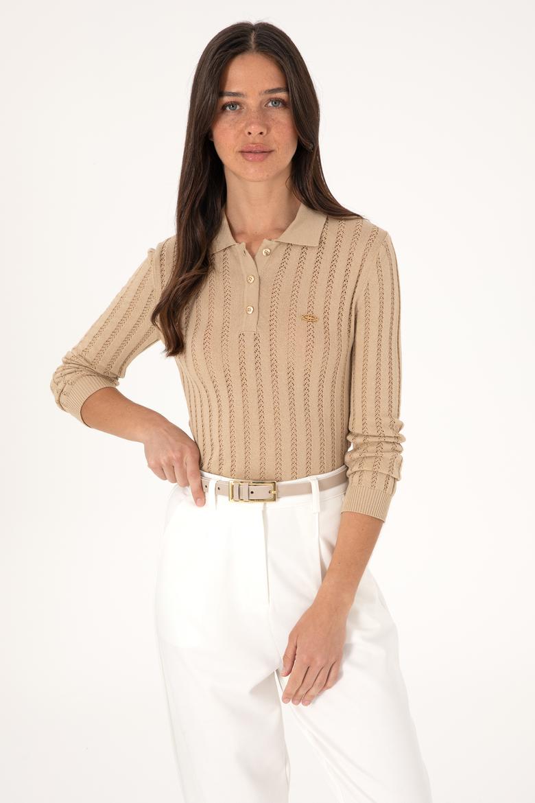 Kadın Kum Polo Yaka Kazak