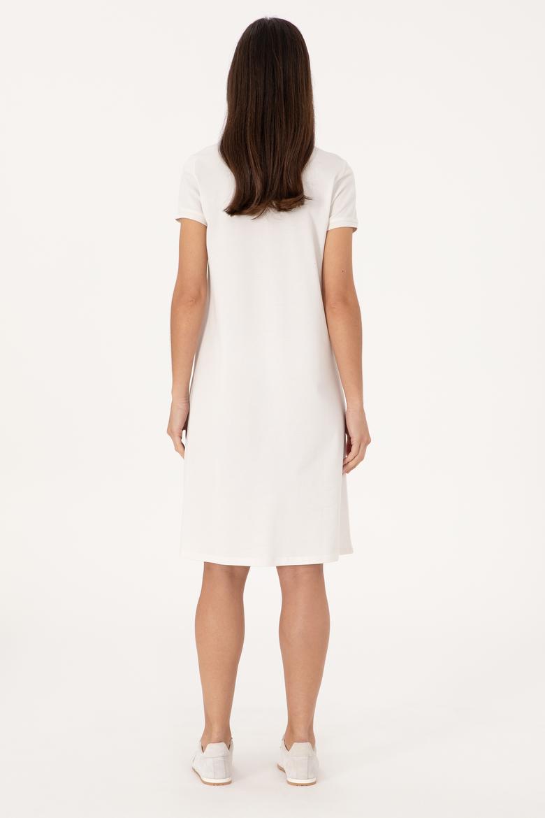 Kadın Ekru Polo Yaka Mini Boy Örme Elbise - 50280038042
