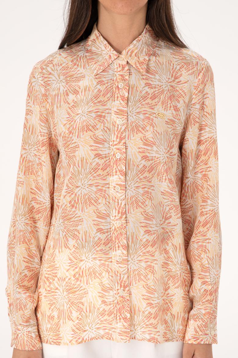 Kadın Turuncu Uzun Kollu Gömlek - 50299695011