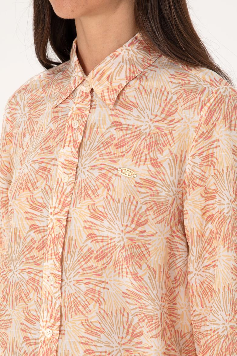 Kadın Turuncu Uzun Kollu Gömlek - 50299695011