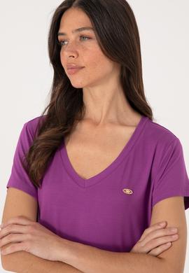 Kadın Menekşe V Yaka Basic Tişört - 50300829133