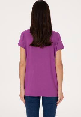Kadın Menekşe V Yaka Basic Tişört - 50300829133
