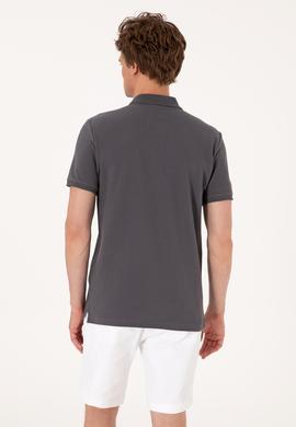 Erkek Slim Fit Polo Yaka Antrasit Basic Tişört - 50310669086