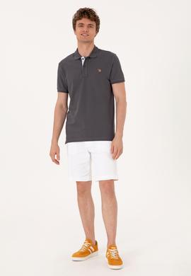 Erkek Slim Fit Polo Yaka Antrasit Basic Tişört - 50310669086