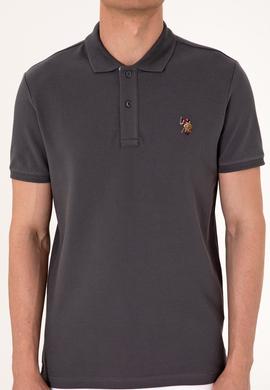 Erkek Slim Fit Polo Yaka Antrasit Basic Tişört - 50310669086