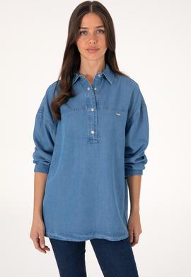 Kadın Açık Mavi Jean Gömlek - 50304269003