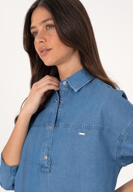 Kadın Açık Mavi Jean Gömlek - 50304269003