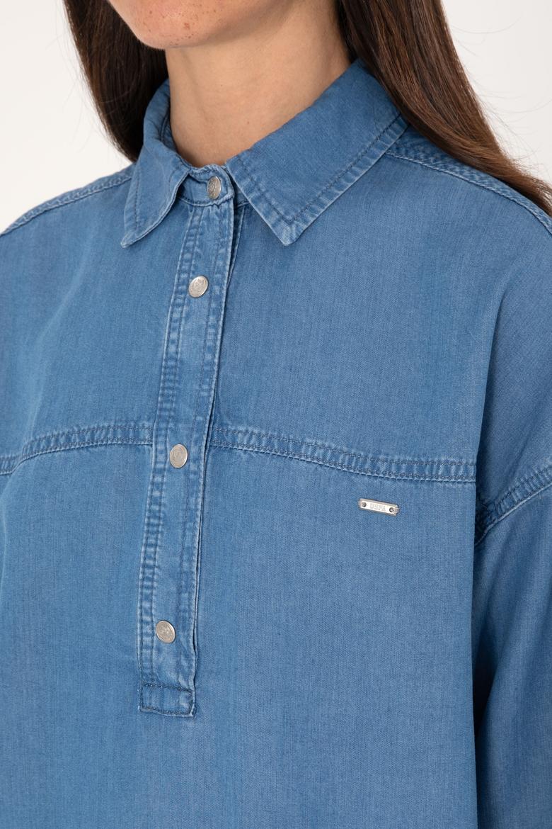 Kadın Açık Mavi Jean Gömlek - 50304269003
