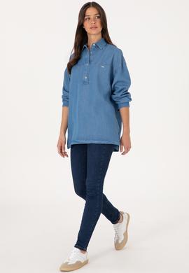Kadın Açık Mavi Jean Gömlek - 50304269003