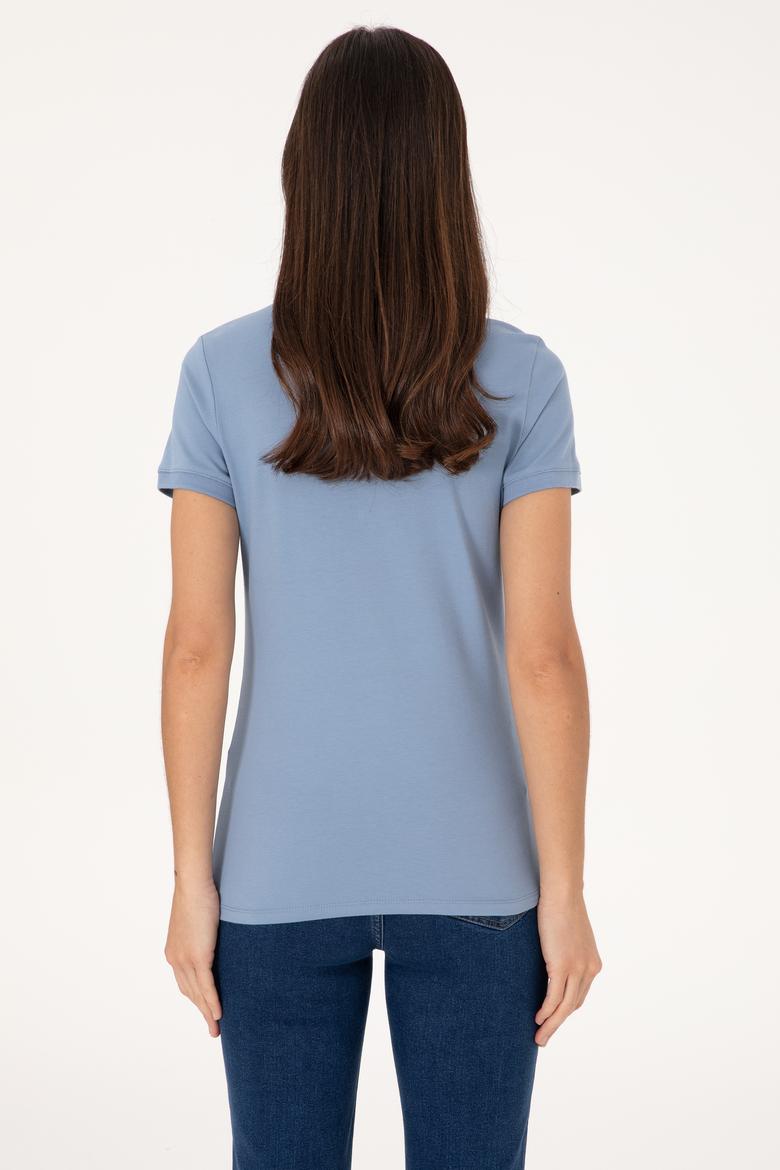 Kadın Mavi Basic Tişört - 50300830174