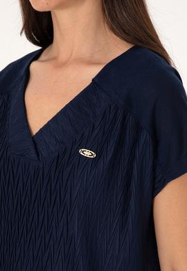 Kadın Lacivert V Yaka Tişört - 50307304021