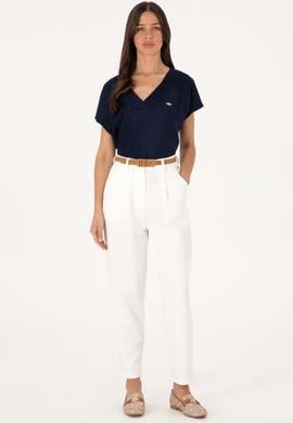 Kadın Lacivert V Yaka Tişört - 50307304021