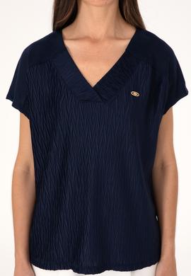 Kadın Lacivert V Yaka Tişört - 50307304021