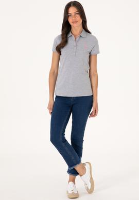 Kadın Gri Melanj Basic Tişört - 50300896246