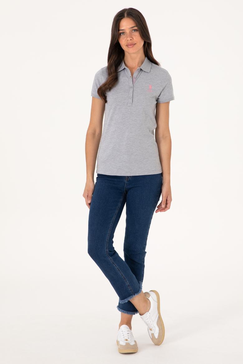 Kadın Gri Melanj Basic Tişört - 50300896246