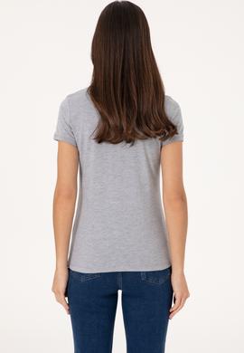 Kadın Gri Melanj Basic Tişört - 50300896246