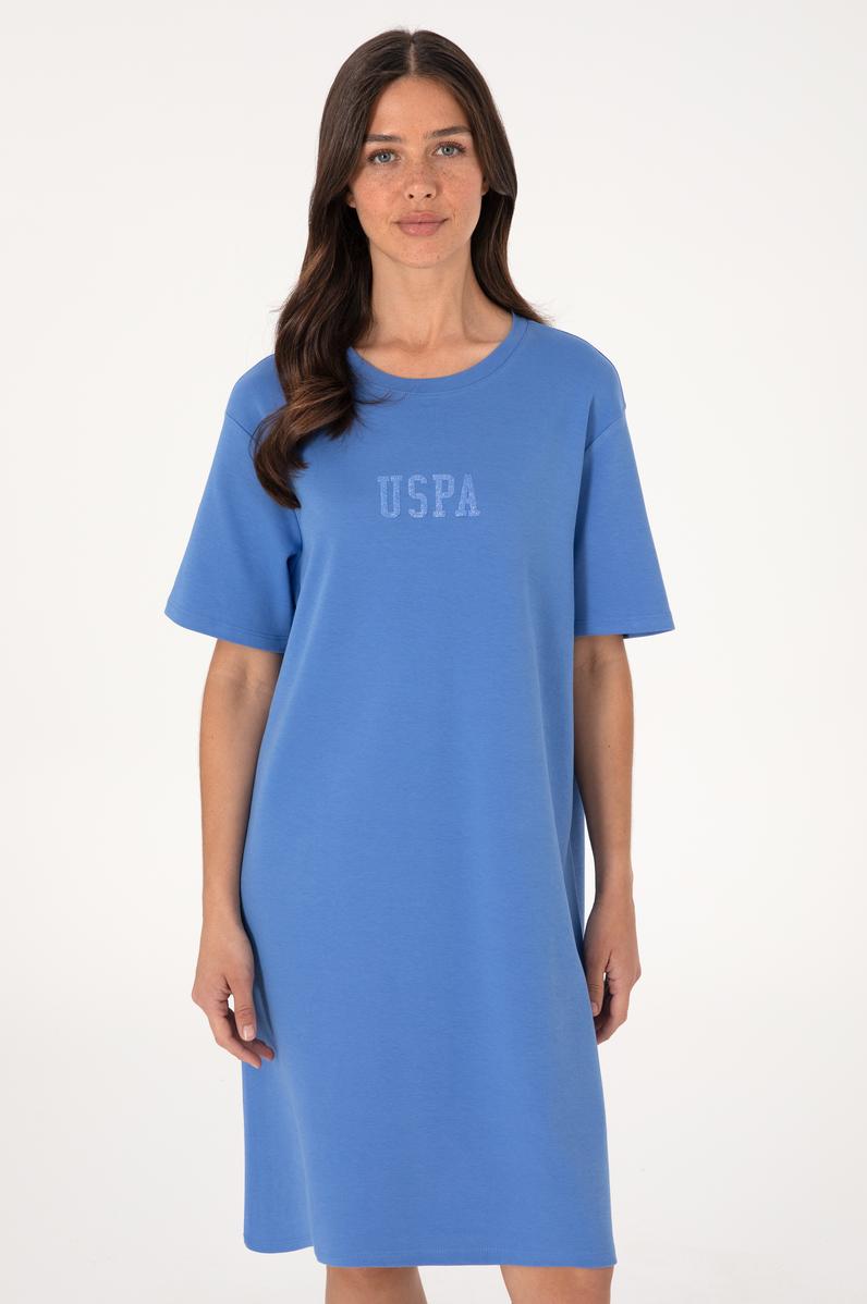 Kadın İndigo Bisiklet Yaka Mini Boy Örme Elbise